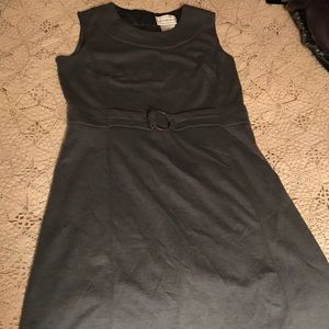 Gray pencil dress with belt look- sleeveless.